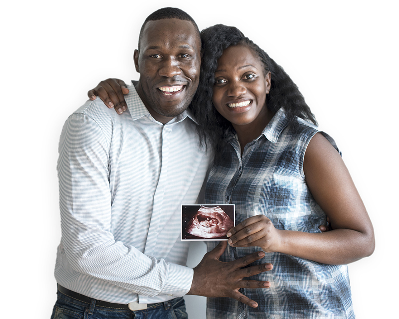 Black couple with a baby ultrasound photo
